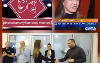 MARIJI STEFANOVIĆ NAGRADA ZA NAJBOLJU GLUMICU NA FESTIVALU STUDENTSKOG TEATRA