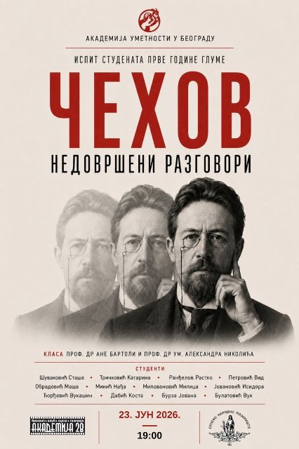 ISPIT  I GODINE GLUME „NEDOVRŠENI RAZGOVORI“ 16. JUNA U AKADEMIJI 28 – KLASA A. NIKOLIĆ/A. BARTOLI